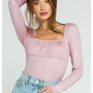 West of Melrose In A Ruche Womens Top Pink Ribbed Long Sleeve Tillys Medium
